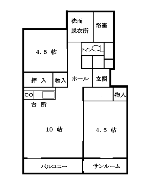 栄町公営住宅2号棟間取り図2(2LDK)