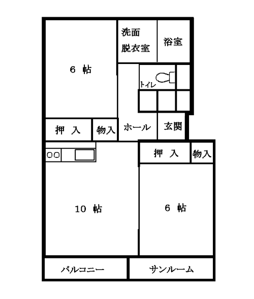 栄町公営住宅4号棟間取り図2(2LDK)