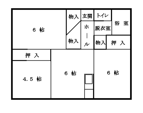大空団地：部屋番号65～73間取り図(3DK)