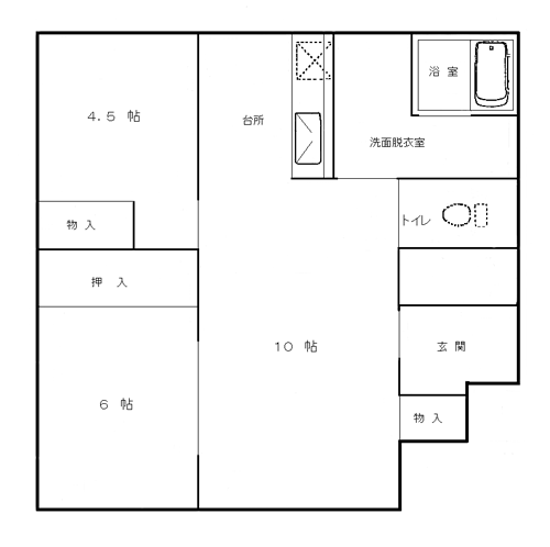 新北樺団地6号棟:間取り図(2LDK)