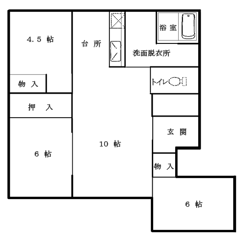 新北樺団地8号棟:間取り図(3LDK)