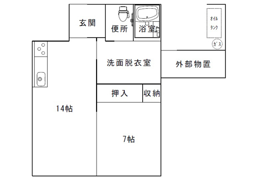 錦町団地11～13号棟:間取り図(1LDK)