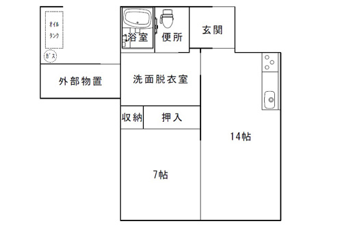 錦町団地6～8号棟:間取り図(1LDK)