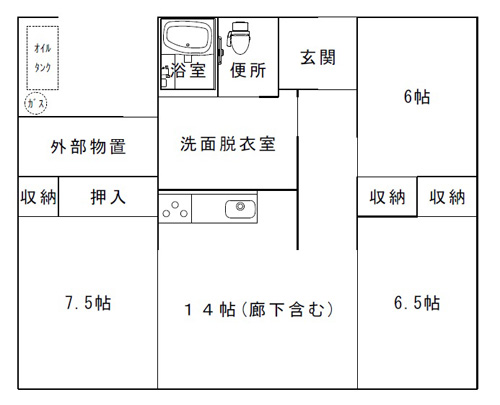 錦町団地6～8号棟:間取り図(3LDK)