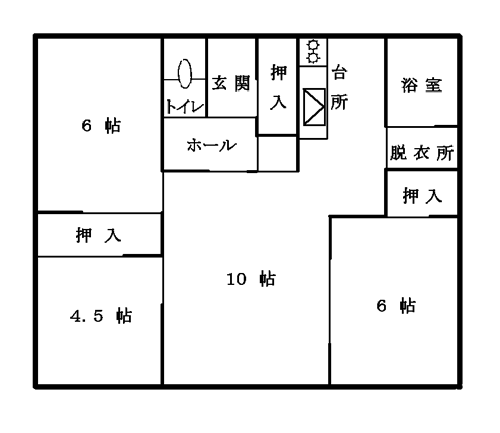 野塚団地:部屋番号29~32間取り図(3LDK)