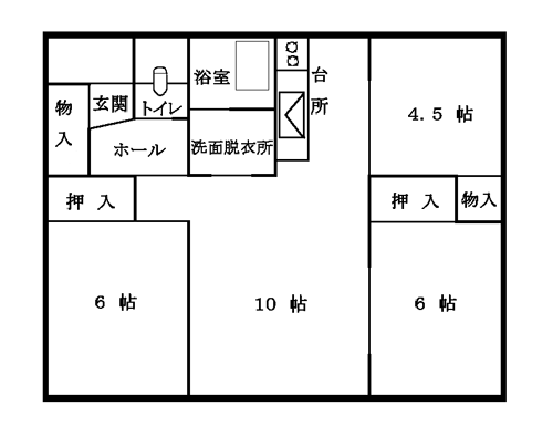 新野塚団地:部屋番号1～4間取り図(3LDK)