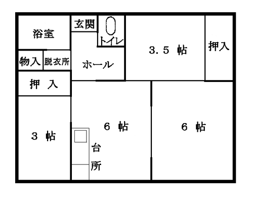 豊似団地:部屋番号1~8間取り図(3DK)