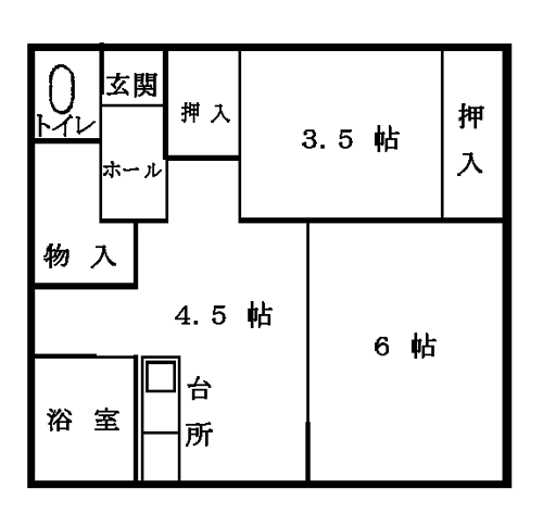 豊似団地:部屋番号1~8間取り図(2DK)