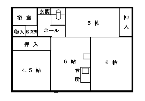 豊似団地:部屋番号17~20間取り図(3DK)