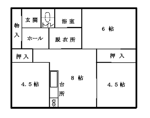 豊似団地:部屋番号24~26間取り図(3DK)